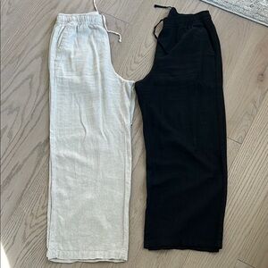 Old Navy High Rise, Wide Leg Linen Blend Pants - Black and/or Cream